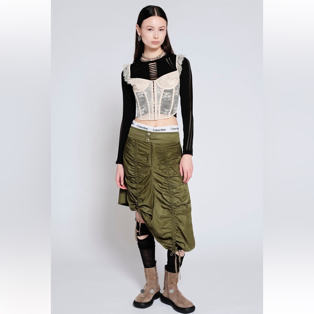 NWT URBAN OUTFITTERS UO Callix Ruched Cargo Midi Skirt SZ M New